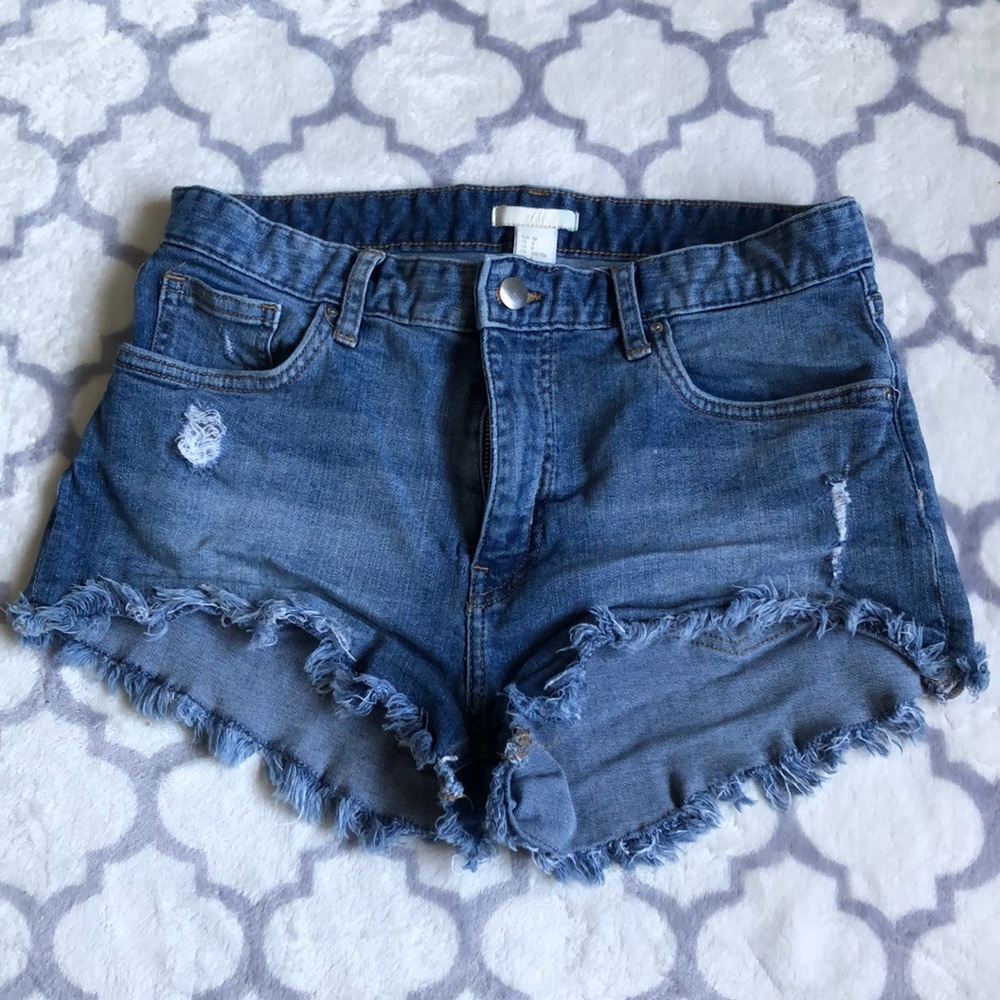 H&M denim cutoff slightly distressed shorts
